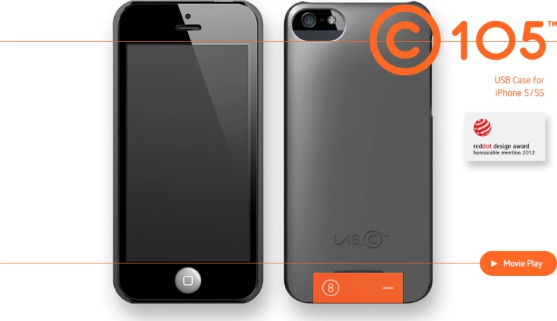 Θήκη Lab.C USB με 8GB έξτρα χωρητικότητα για iPhone 5 5S SE - ΓΚΡΙ - LABC-105-GO