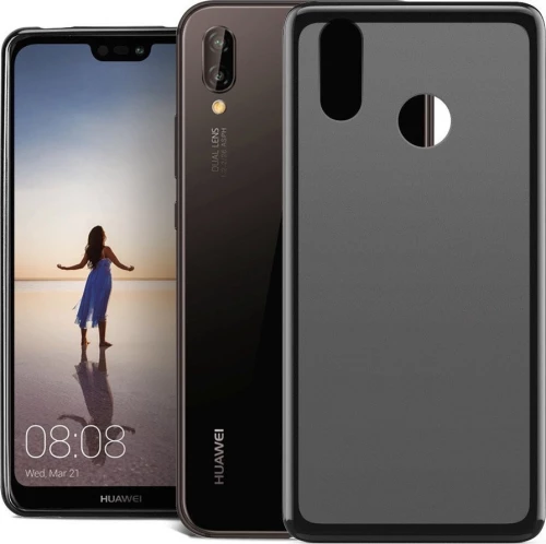 Θήκη TPU διάφανη με mat πλάτη για Huawei P20 Lite - μαύρο