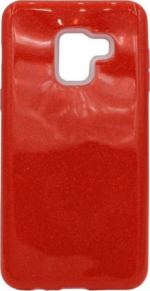 Θήκη TPU με αποσπώμενο Glitter για Samsung A8 2018 - κόκκινο