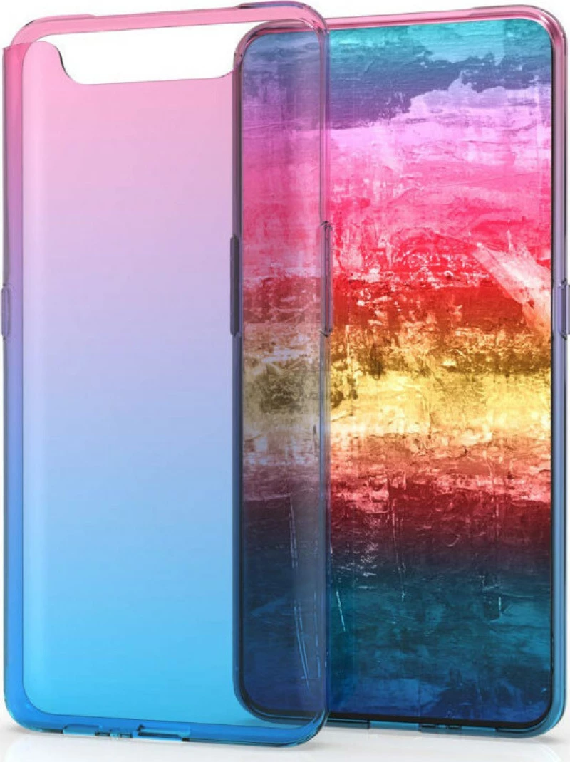 KWmobile Two Colors Back Cover Σιλικόνης Dark Pink / Blue / Transparent (Galaxy A80)