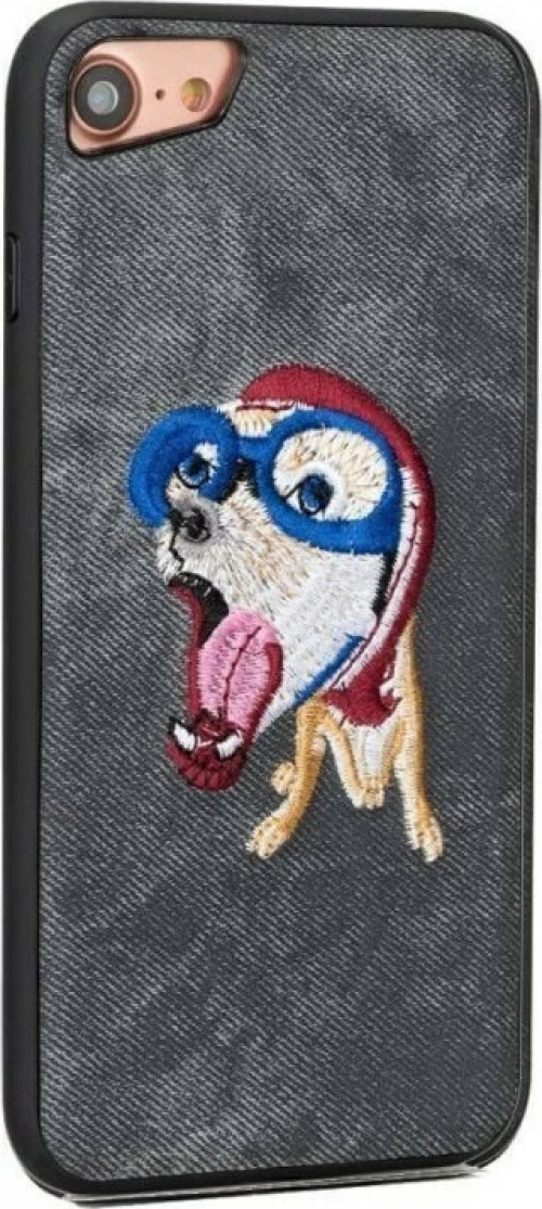 Θήκη back cover handmade σκύλος πλεκτός για iPhone 6/6S Plus - γκρί