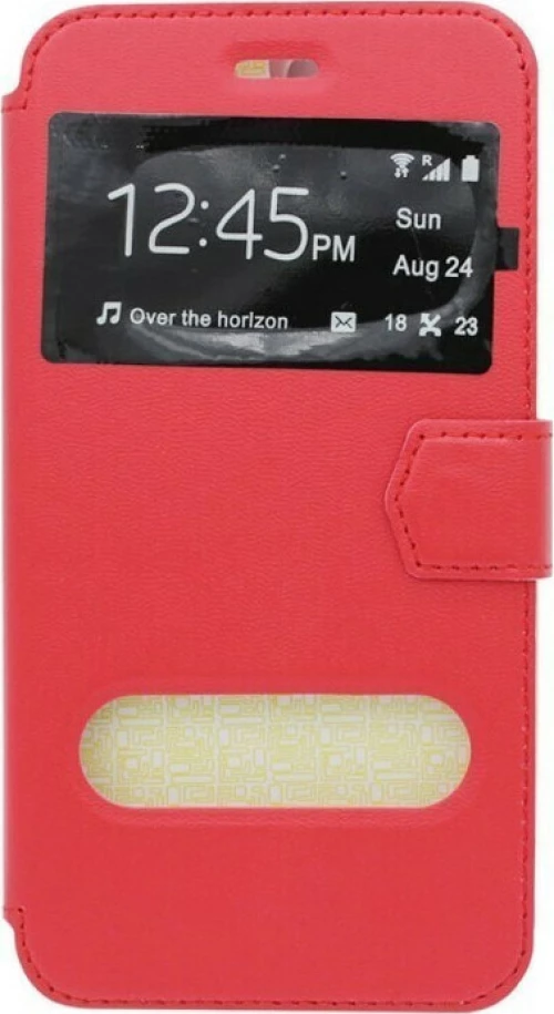 Θήκη flip με Call Display,δυνατότητα απάντησης και STAND για Sony Xperia M5 - Κόκκινο