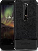 Θήκη TPU Σιλικόνης Litchi Texture για Nokia 6.1 - Μαύρη