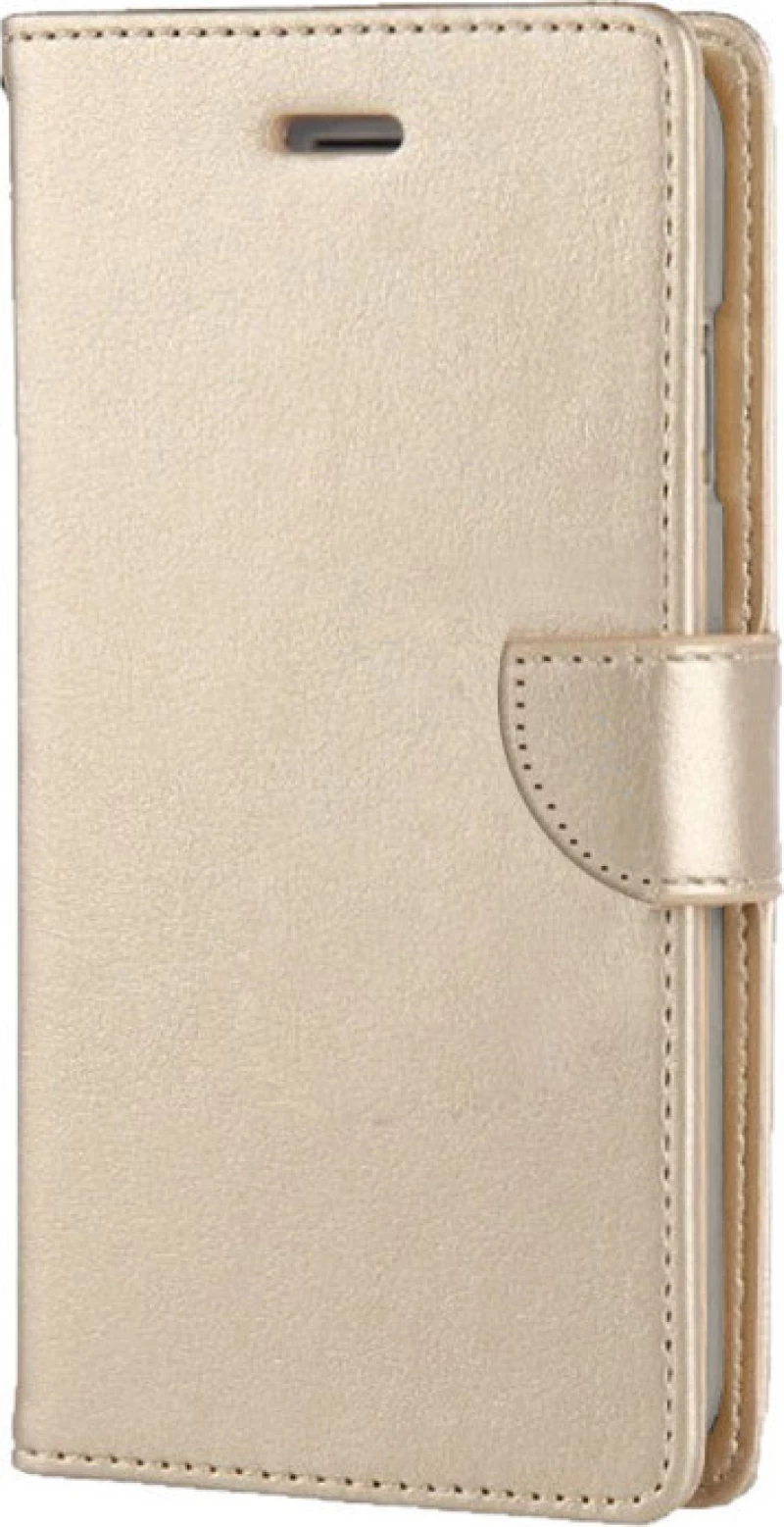 Huawei Y5 2018 - Δερμάτινη Αναδιπλούμενη Book Case με Ενσωματωμένη Θήκη Σιλικόνης – Gold (oem)