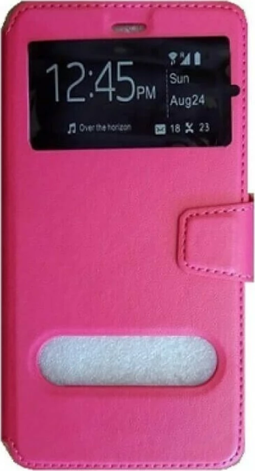 Θήκη flip με Call Display,δυνατότητα απάντησης και STAND για LG G4 Stylus - Φούξια