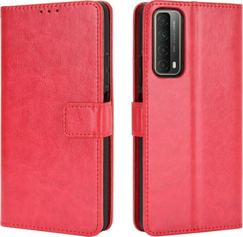 Huawei P Smart 2021-Αναδιπλούμενη Book Case με Ενσωματωμένη Θήκη Σιλικόνης – Red (oem)