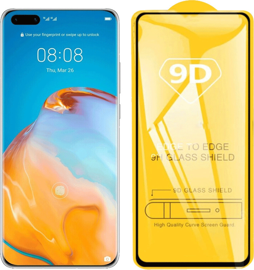 9D Full Face Tempered Glass Black (Huawei P40)