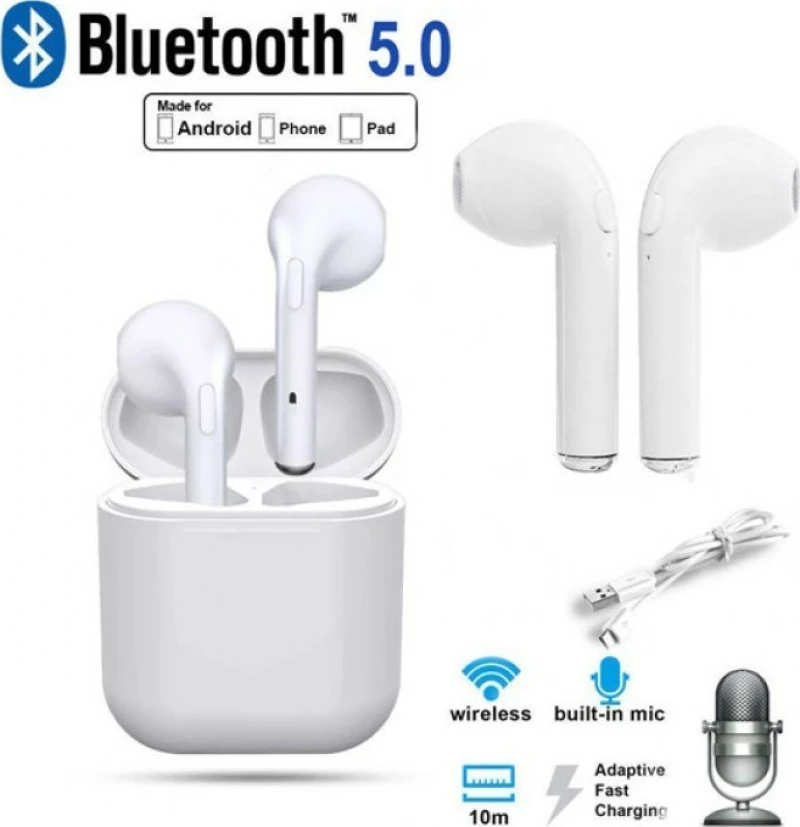 i9S-TWS Earbud Bluetooth Handsfree Λευκό