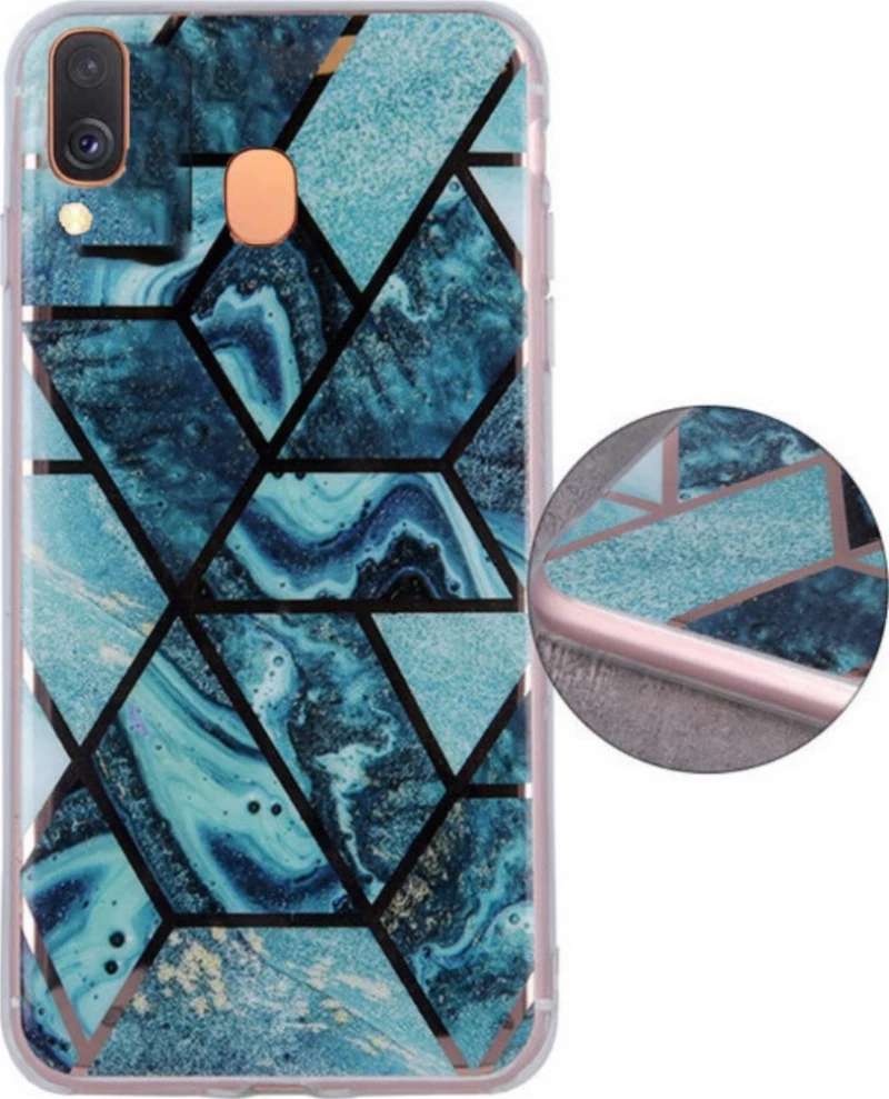 Geometric Marmur Case for Samsung A40 dark blue