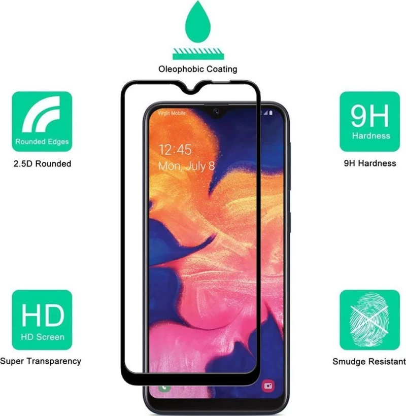 9H Tempered Glass Full Cover & Full Glue για Samsung A51 - μαύρο