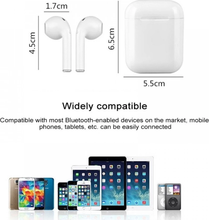 TWS i9 Earbud Bluetooth Handsfree Λευκό