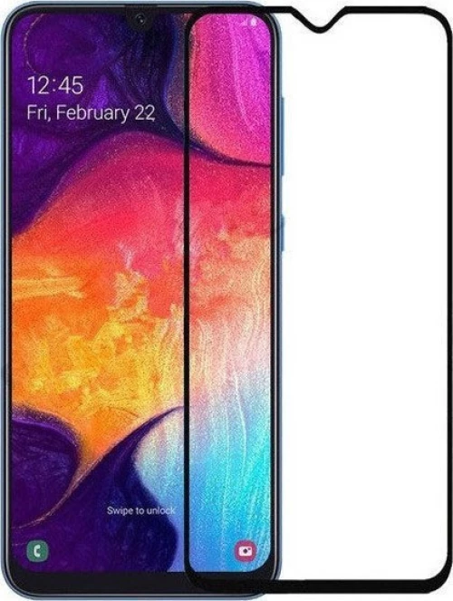 9H Tempered Glass Full Cover & Full Glue για Samsung A50 - μαύρο