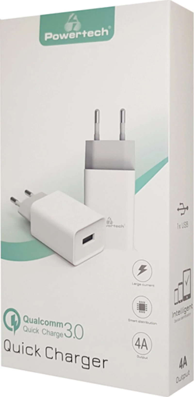 Powertech USB Wall Adapter Λευκό (PT-780)