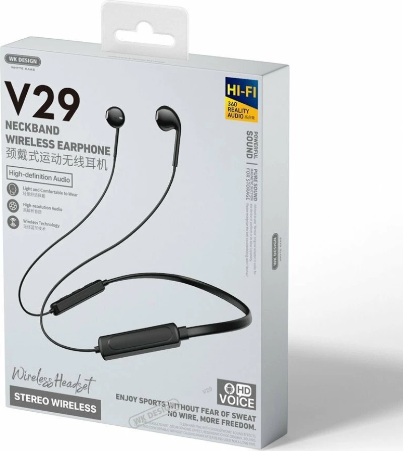 WK V29 Earbud Bluetooth Handsfree Μαύρο