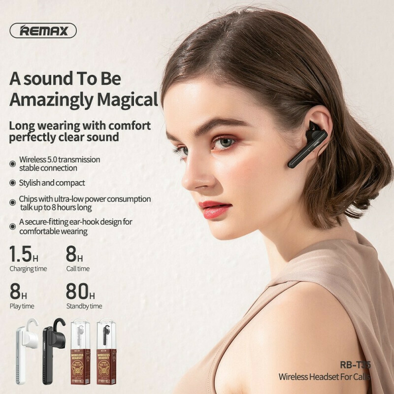 Remax RB-T35 Earbud Bluetooth Handsfree Μαύρο