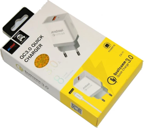 Andowl Lightning Cable & Wall Adapter Λευκό (CX-11)