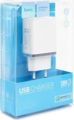 Hoco USB Wall Adapter Λευκό (C42A)