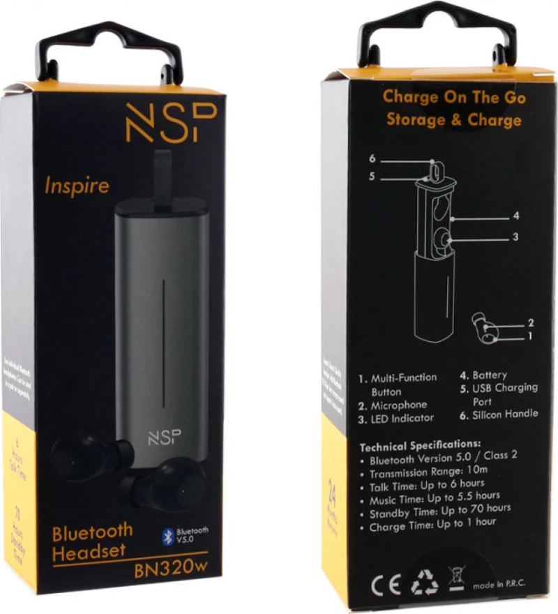 Inspire In-ear Bluetooth Handsfree Μαύρο