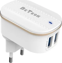 De Tech 2x USB-A Wall Adapter Λευκό (DE-15)
