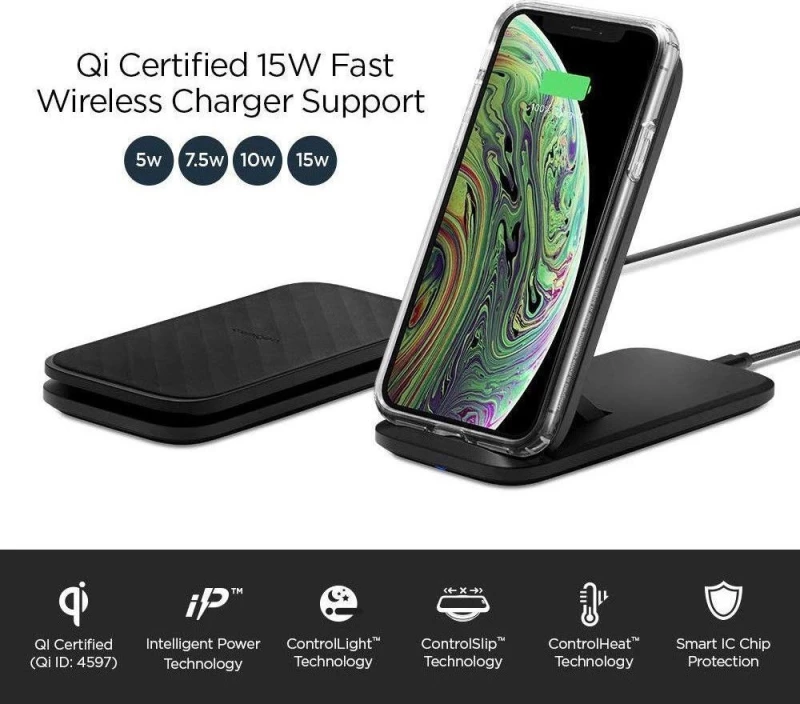 Spigen USB-C Wireless Charging Pad (Qi) Μαύρο (F316W)