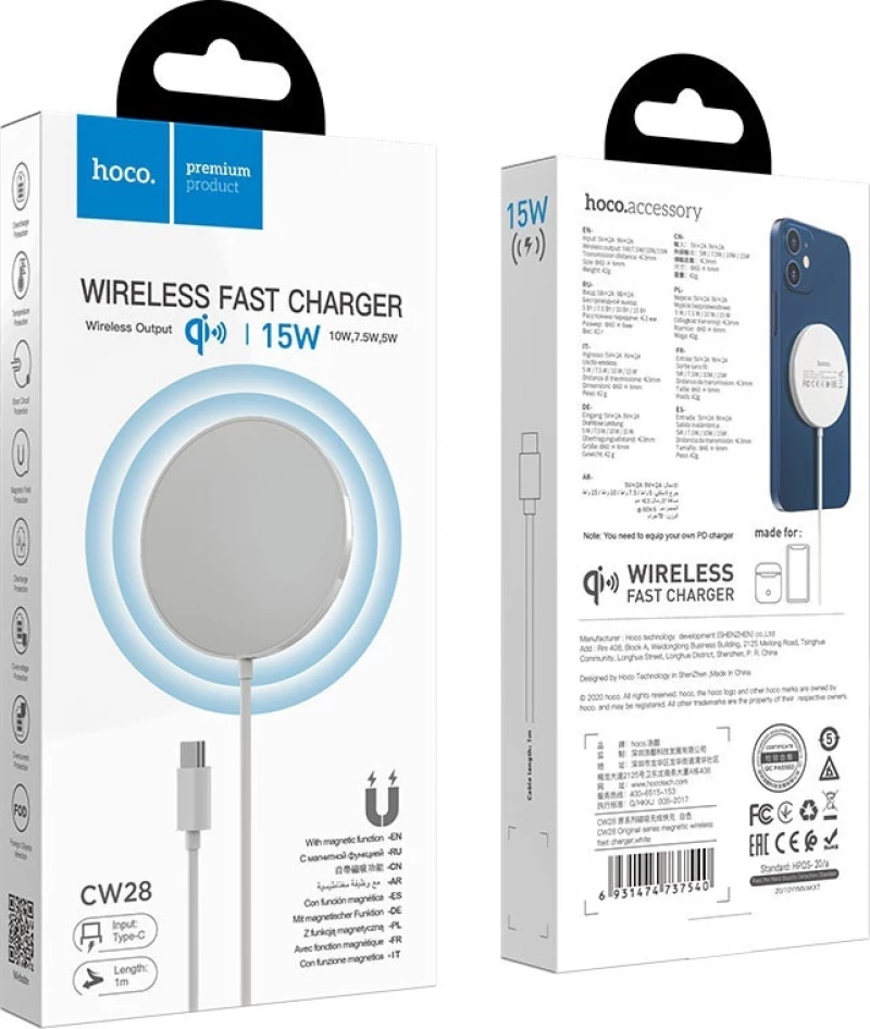 Hoco Magsafe Charger Λευκό (CW28)