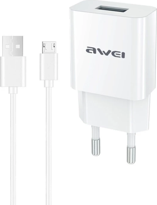 Awei micro USB Cable & USB Wall Adapter Λευκό (C-831)