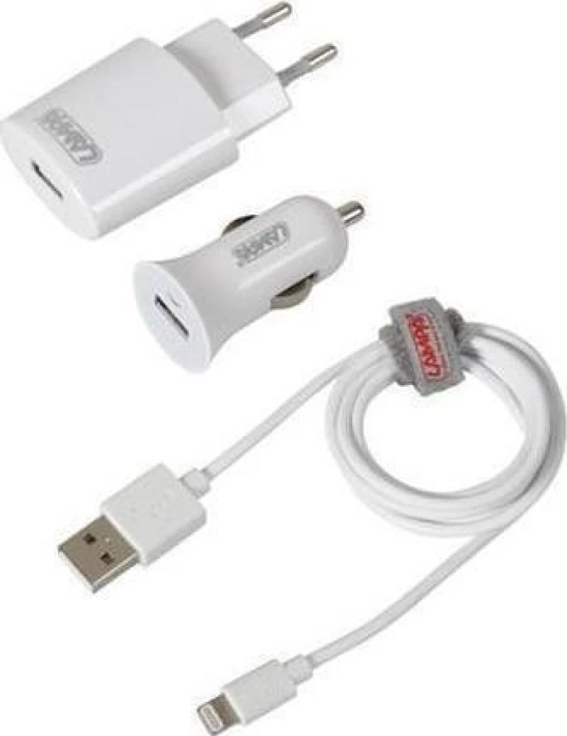 Lampa Apple Lightning Wall & Car Adapter Set Λευκό (38943)