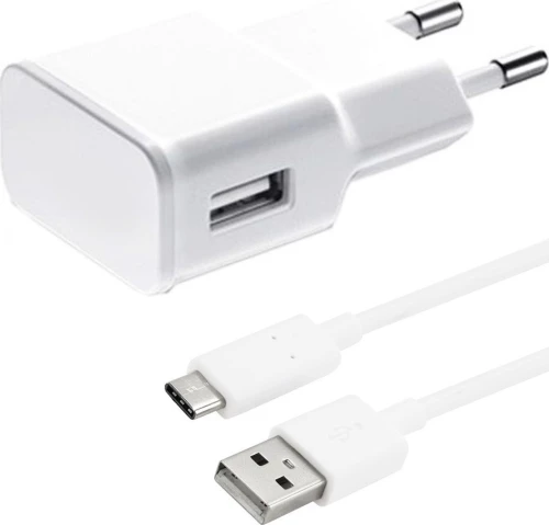 USB Type-C Cable & Wall Adapter Λευκό (14849)