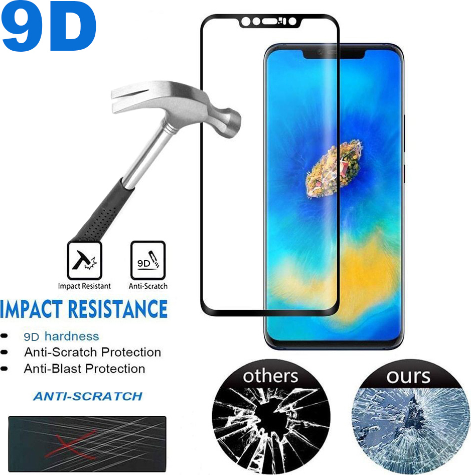 Τζαμάκι Προστασίας Ολόκληρης Οθόνης 9D Huawei Y6 2019 Μαύρο (Full Cover Tempered Glass) EU Blister