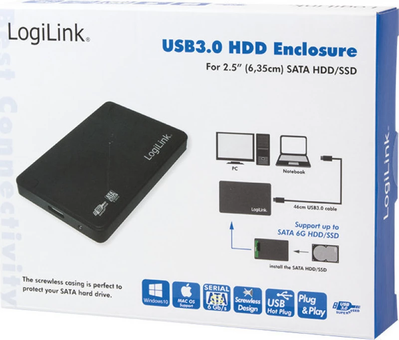 Logilink External Enclosure Hdd 2.5 Sata Usb3.0 Black
