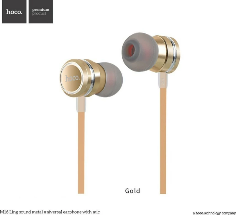Hoco M16 Ling Sound In-ear Handsfree με Βύσμα 3.5mm Χρυσό