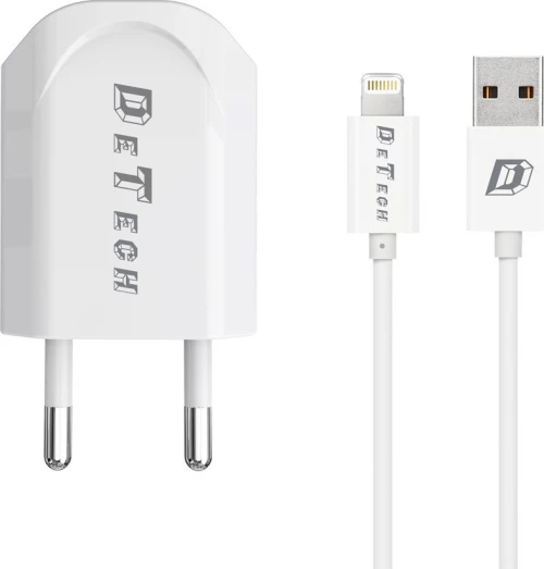 De Tech Apple Lightning Cable & Wall Adapter Λευκό (DE-11)