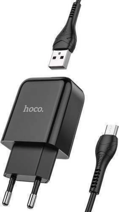 Hoco micro USB Cable & USB-A Wall Adapter Μαύρο (N2 Vigour)