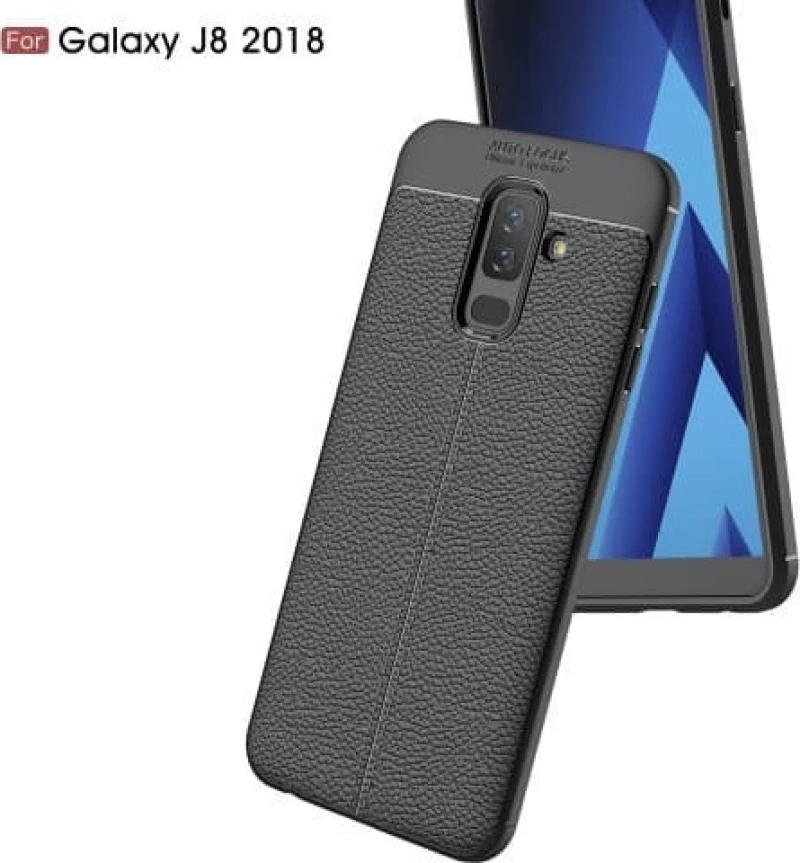 Κάλυμμα Πλάτης TPU Litchi Texture για Samsung Galaxy J8 2018 Red OEM