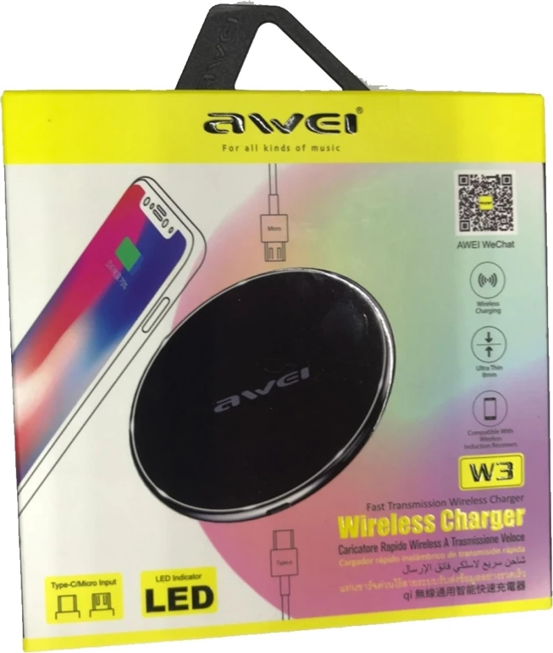 Awei Wireless Charging Pad (Qi) Μαύρο (W3)