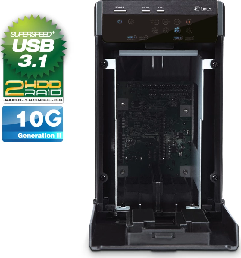 Fantec Qb-X2U31R Black 2 X 3,5 Sata Raid Hdd Usb 3.1