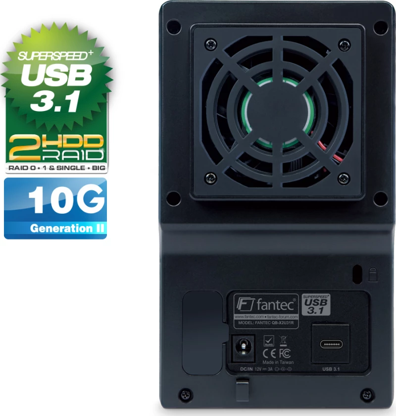 Fantec Qb-X2U31R Black 2 X 3,5 Sata Raid Hdd Usb 3.1