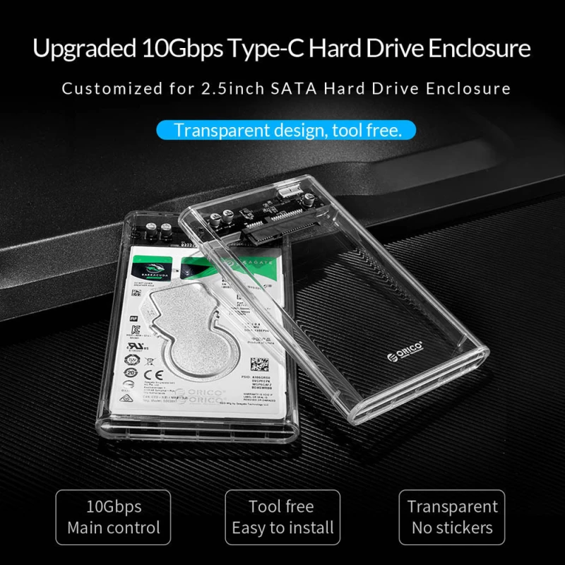 Orico Εξωτερική Θήκη Για 2.5\\\\\\" Hdd 2139C3, Usb 3.1, 10Gbps, 4Tb, Διάφανη