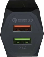 Power On 2x USB Wall Adapter Μαύρο (CH-85K)