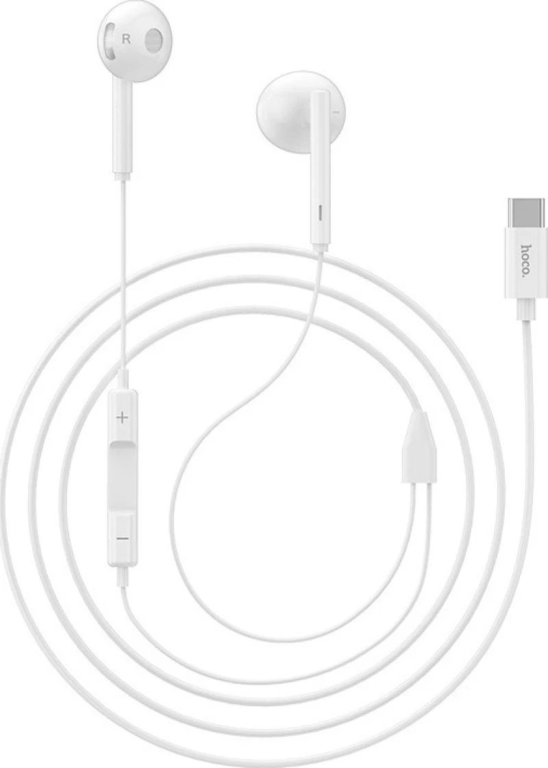 Hoco L10 Earbuds Handsfree με Βύσμα USB-C Λευκό