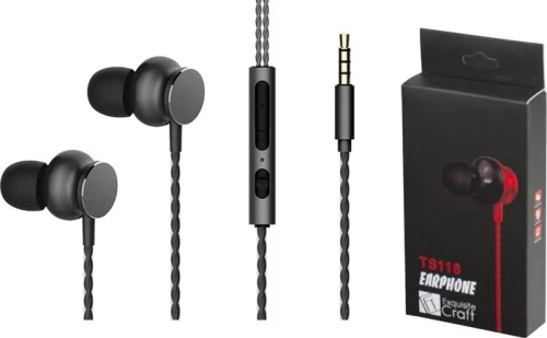 EM-TS118 In-ear Handsfree με Βύσμα 3.5mm Μαύρο