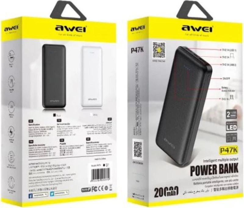 Awei P47K 20000mAh Μαύρο