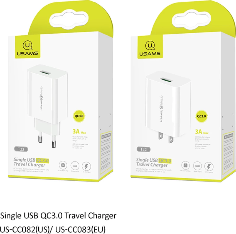 Usams USB Wall Adapter Λευκό (T22)