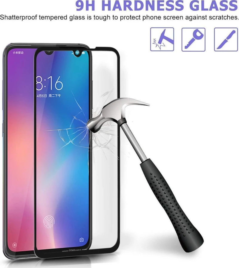 3D Tempered Glass Full Cover & Full Glue για Xiaomi Mi 9 - μαύρο