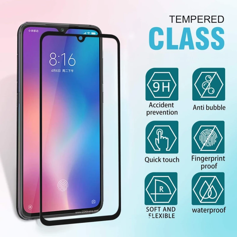 3D Tempered Glass Full Cover & Full Glue για Xiaomi Mi 9 - μαύρο