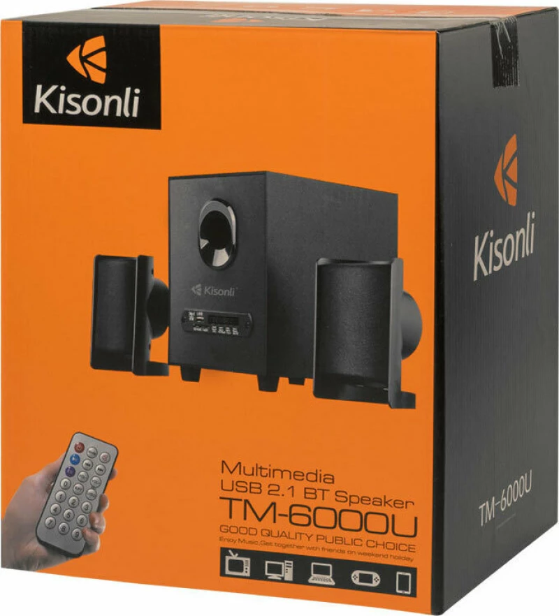Kisonli Multimedia Ηχεία Τm-6000U, 2.1Ch, Bluetooth, 5W & 2X 3W, Μαύρα