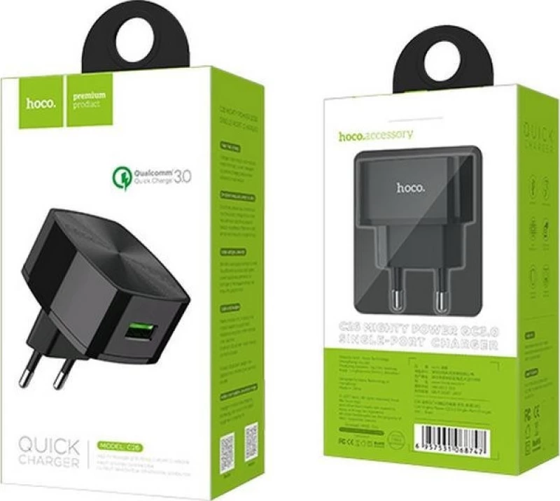 Hoco USB Wall Adapter Μαύρο (C26)
