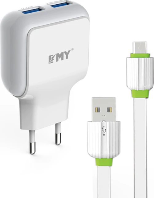 Emy Power USB-C Cable & 2x USB Wall Adapter Λευκό (MY-220)