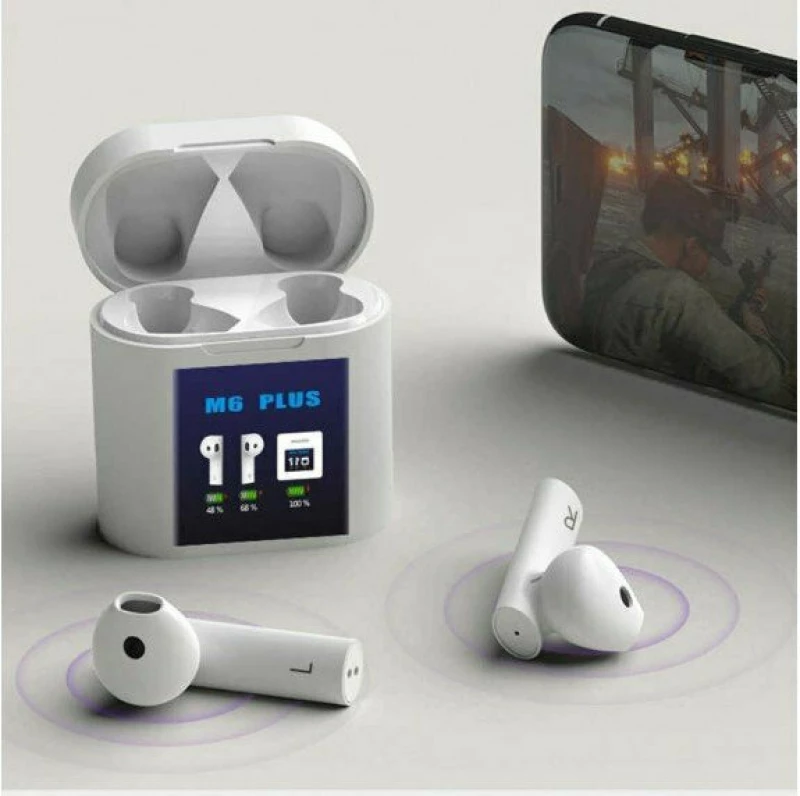 M6 Plus Earbud Bluetooth Handsfree Λευκό