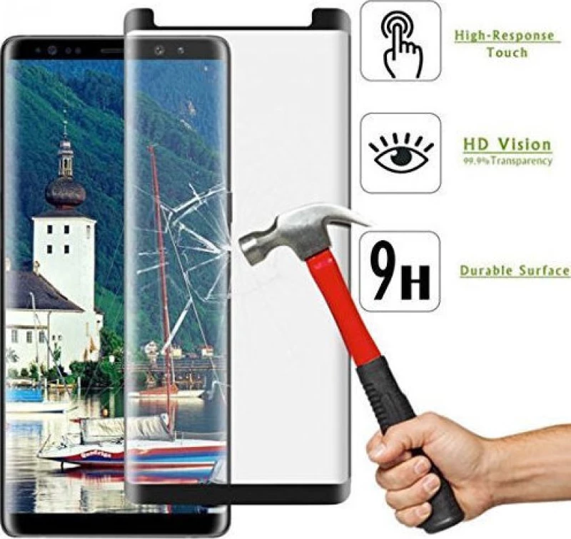 Samsung Galaxy Note8 -5D Full Coverage Black (Με πλήρη εφαρμογή σε όλα τα σημεία και οχι μόνο στις άκρες.)
